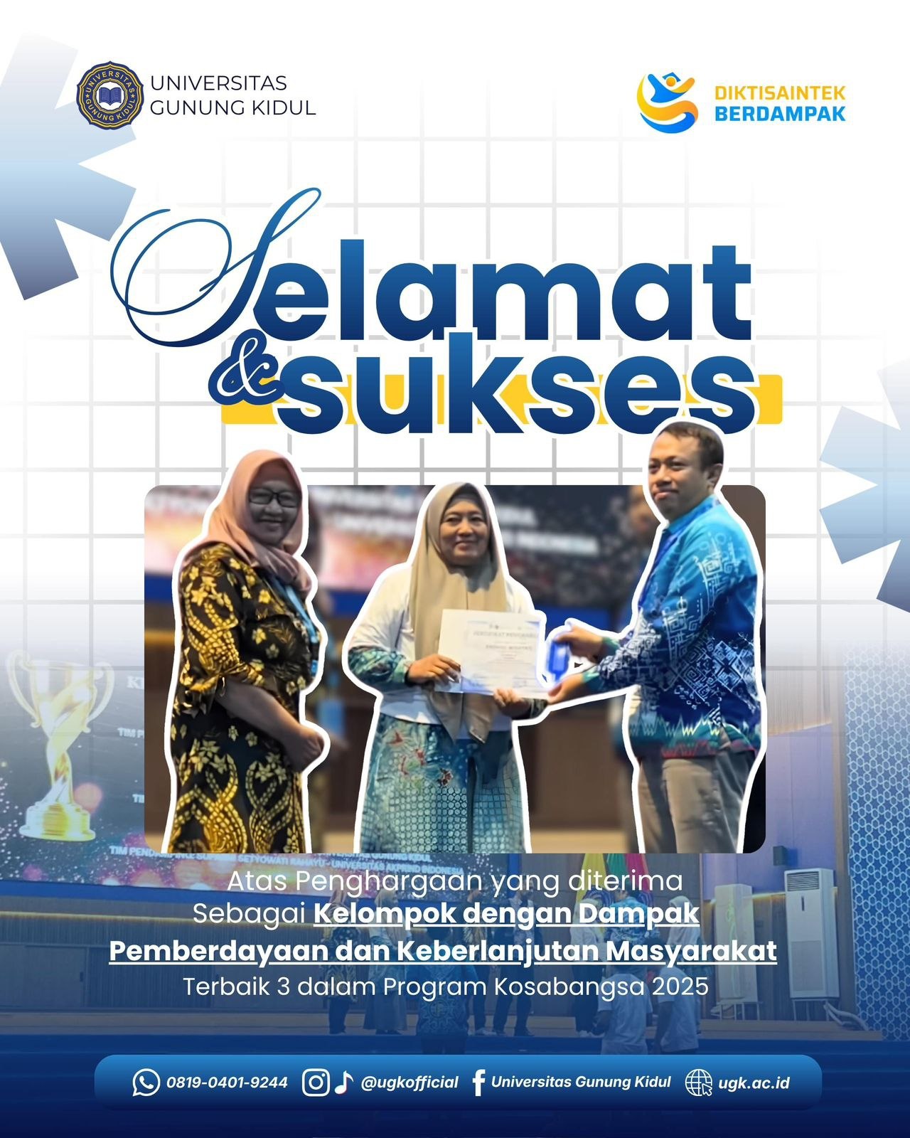 UGK Raih Penghargaan pada Program Kosabangsa 2025, Perkuat Kontribusi Perguruan Tinggi bagi Pemberdayaan Masyarakat